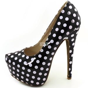 Pointy Toe Hidden Platform Stiletto Pump Polka Dot